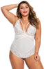 White Plus Size Deep V Crossbody Bodysuit