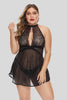 Black Plus Size Sheer Fantasy Babydoll Set