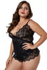 Black Lace Cups Silky Satin Plus Size Chemise