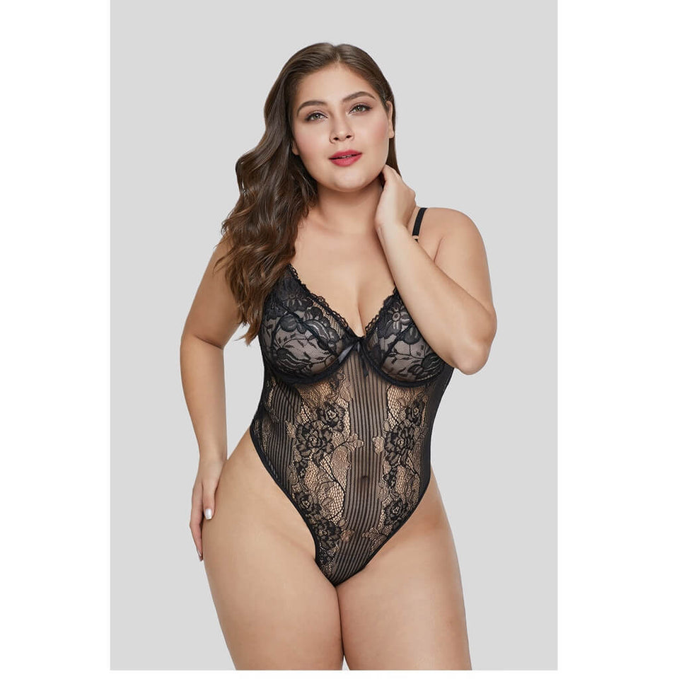 Anna Black Plus Size Teddy NZ 1