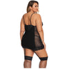 Cherise Black Lace Plus Size Chemise with Garter NZ 3