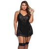 Cherise Black Lace Plus Size Chemise with Garter NZ 1