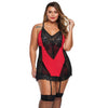 Cherise Red Lace Plus Size Chemise with Garter NZ 1