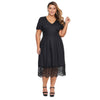 Lace Hemline Pleated Plus Size Dress