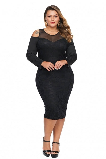 Plus Size Bodycon Dress NZ - Black - Melissa 3