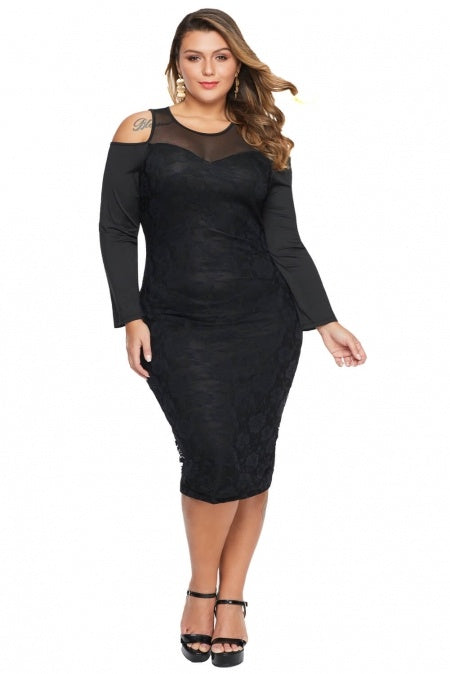 Plus Size Bodycon Dress NZ - Black - Melissa