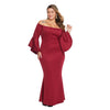 Red Plus Size Off Shoulder Flare Sleeve Maxi Dress