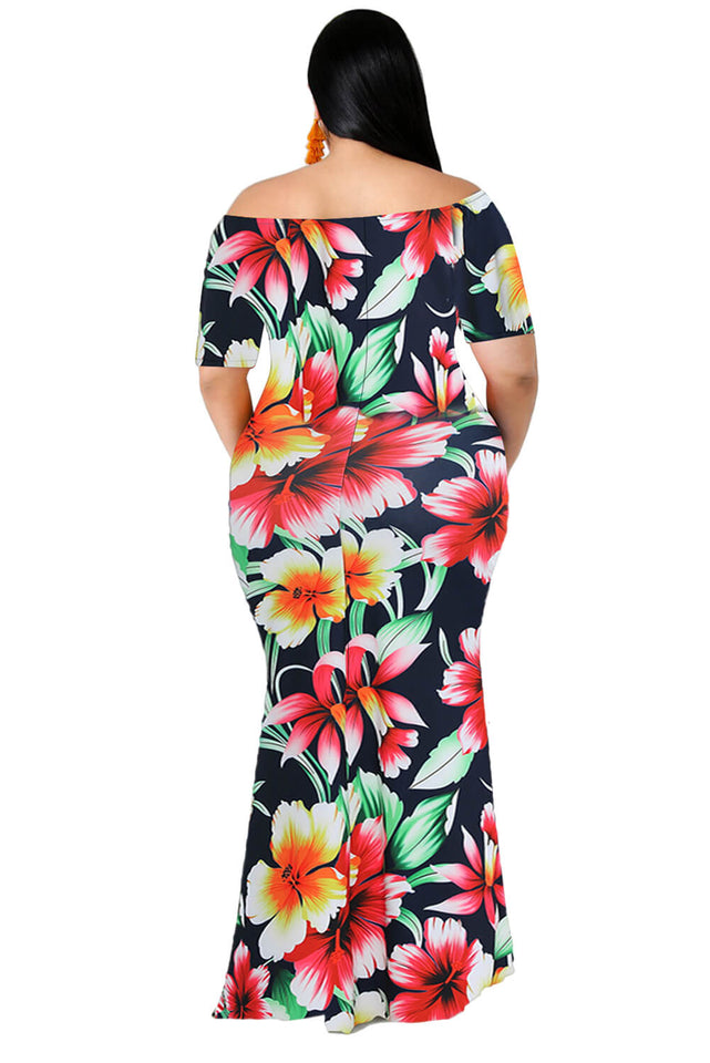 Rita Mermaid Plus Size Dress NZ - Navy 1