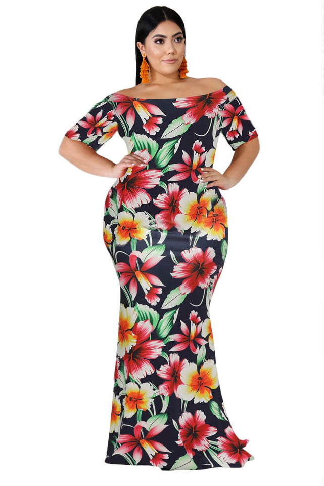 Rita Mermaid Plus Size Dress NZ - Navy
