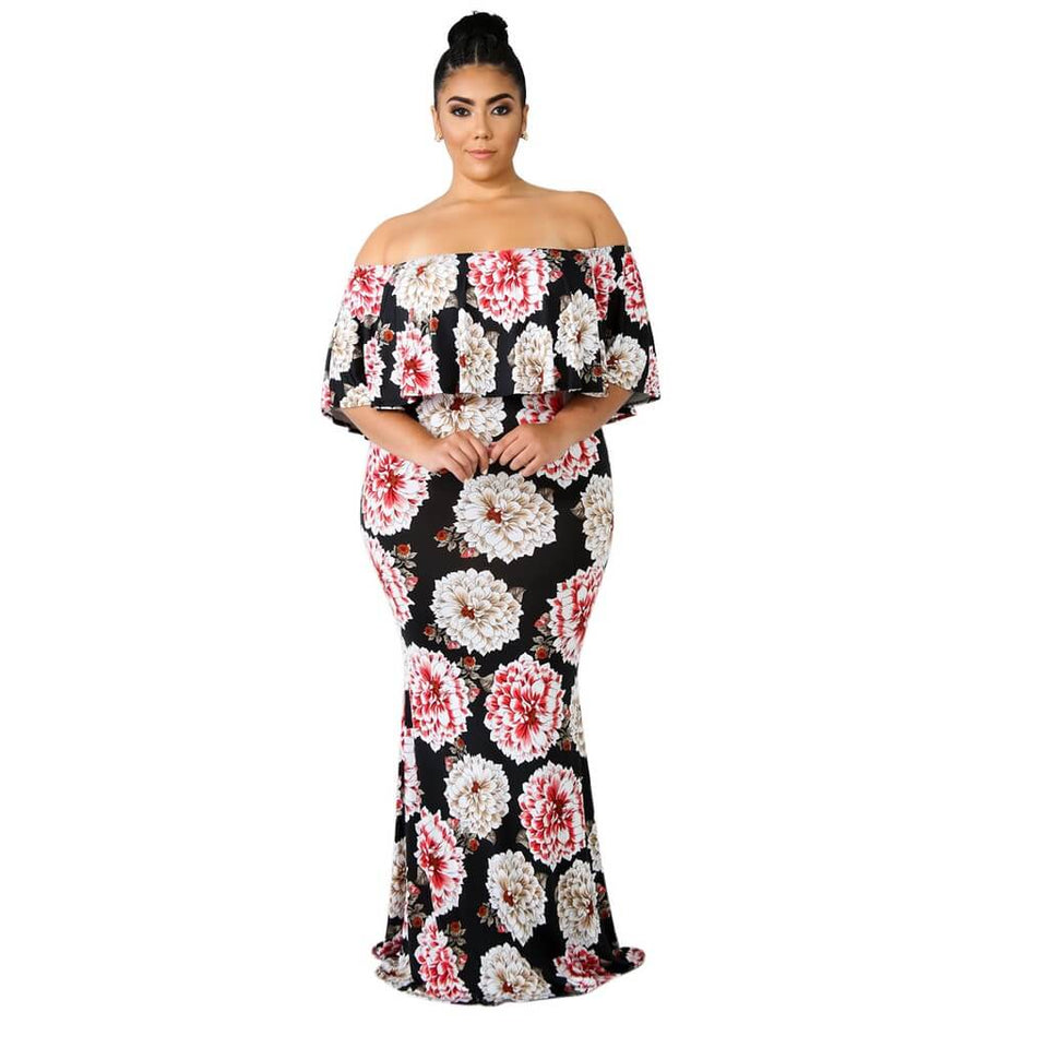 Sky Bloom Plus Size Maxi Dress