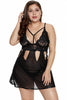 Plus Size Eye-catching Black Babydoll Set