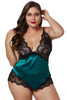 Green Lace Cups Silky Satin Plus Size Chemise